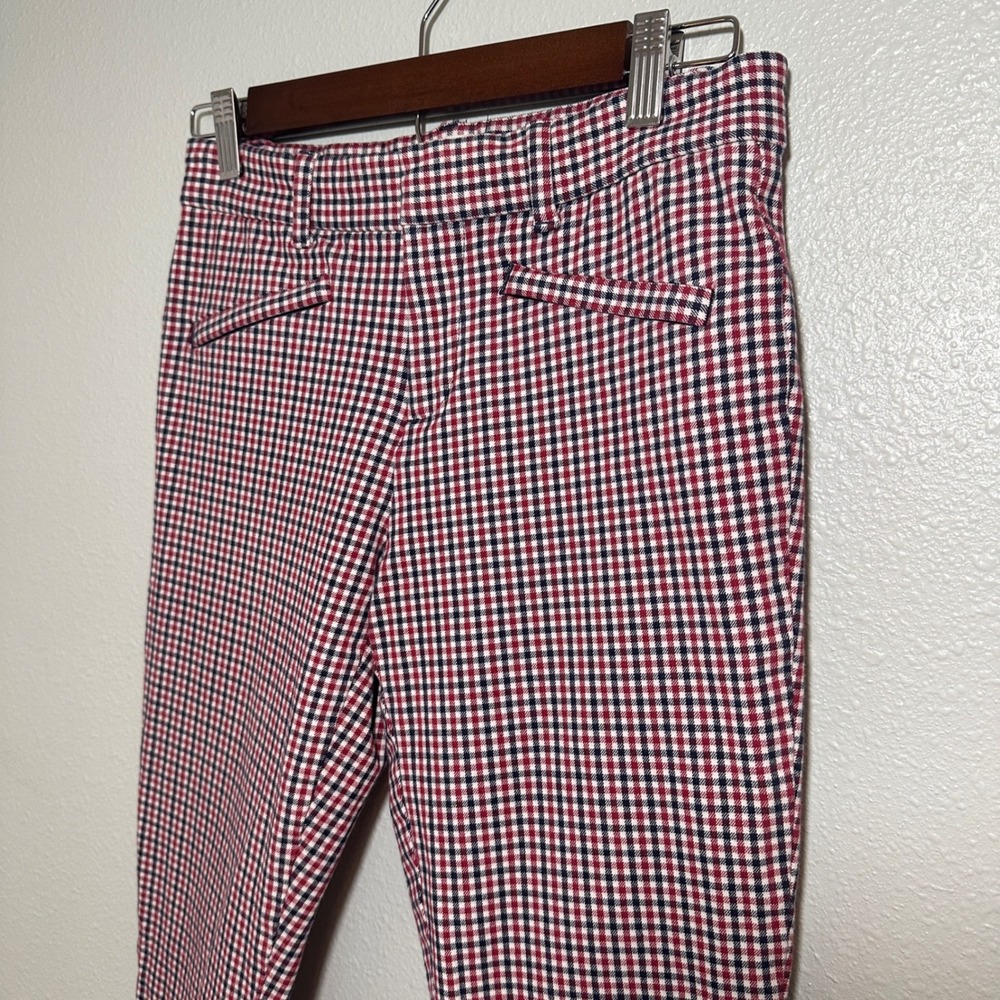Gap Signature Skinny Ankle Pants Womens 2 Red Blue White Plaid Check Trousers